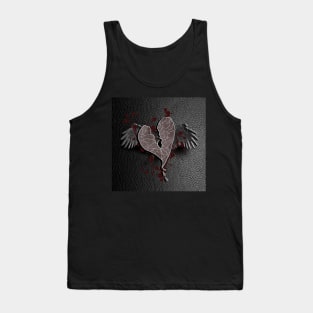 Dark WInged Heart Broken Graphic Art Design Anti-Valentines Day Tank Top